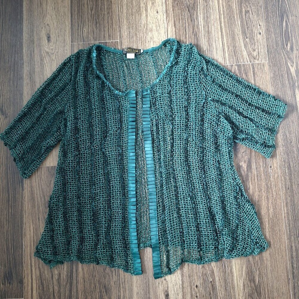 Open-Front Teal Knit Cardigan Sweater - Picture 10 of 10